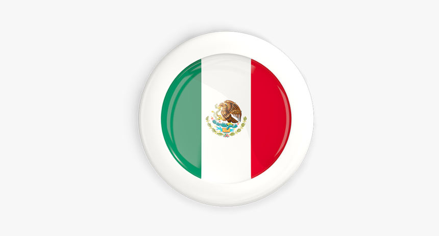 White Framed Round Button - Flag Mexico Icon Round Transparent