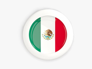 White Framed Round Button - Flag Mexico Icon Round Transparent