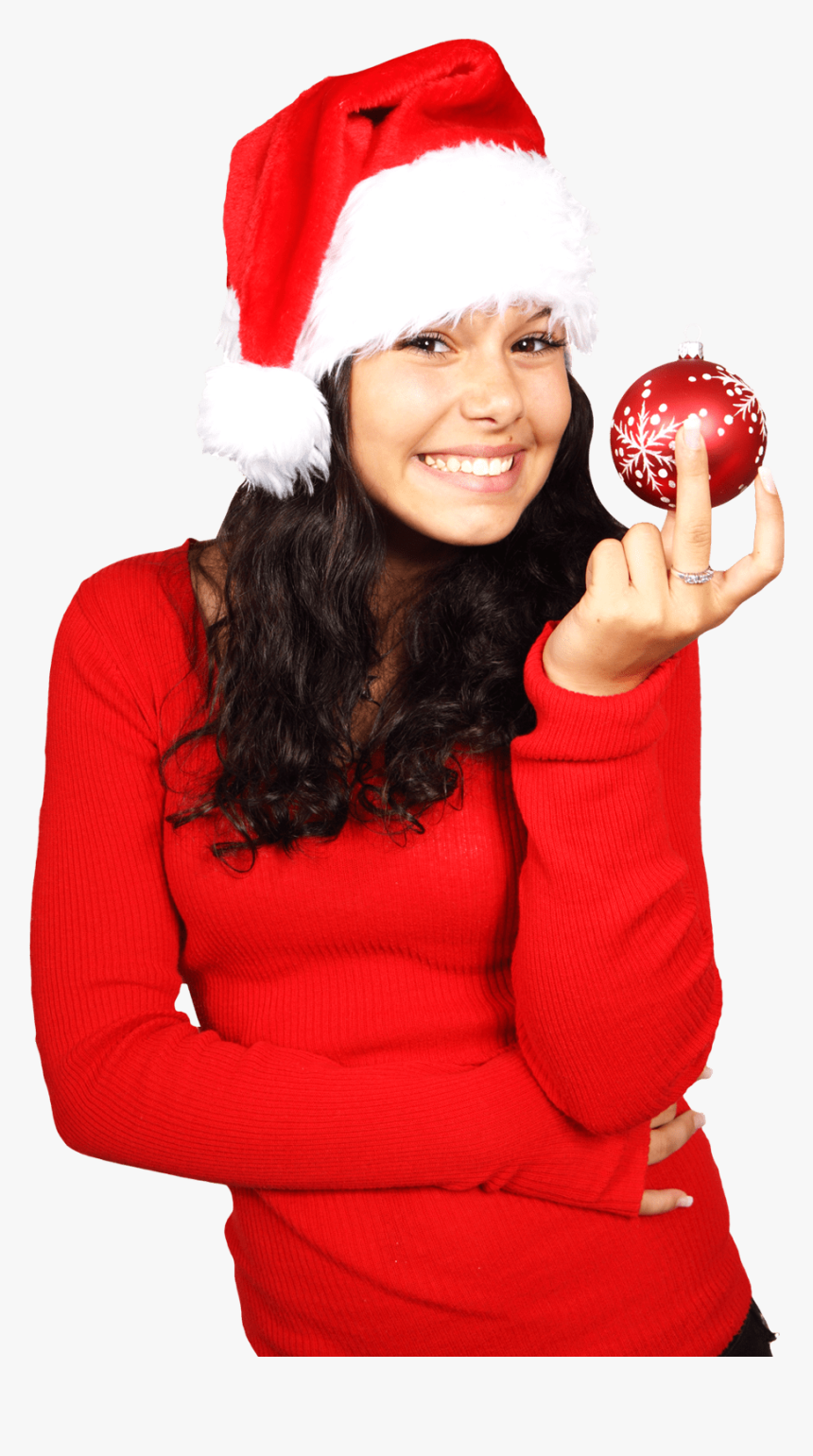 Santa Claus Woman Holding Ball - Woman Santa Claus Png