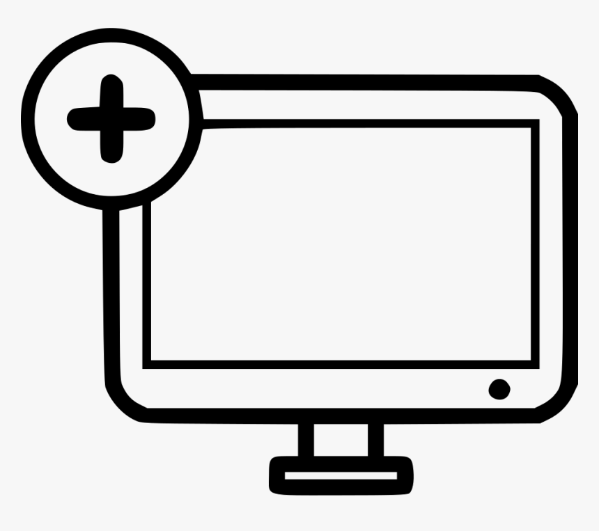 Screen Plus Add Computer Desktop Monitor - Desktop Alert Icon Png