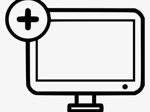 Screen Plus Add Computer Desktop Monitor - Desktop Alert Icon Png