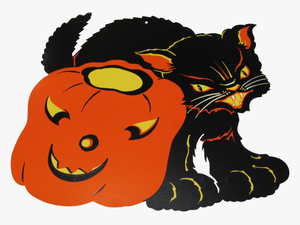 Transparent Halloween Black Cat Png - Illustration