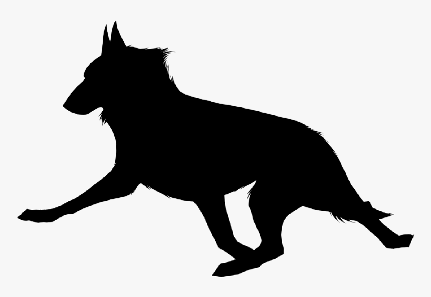 Full-black Running Dog Silhouett
