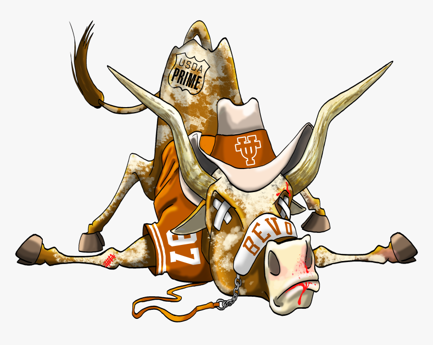 Transparent Longhorn Mascot Clipart - Texas Longhorn Mascot Cartoon