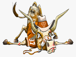 Transparent Longhorn Mascot Clipart - Texas Longhorn Mascot Cartoon