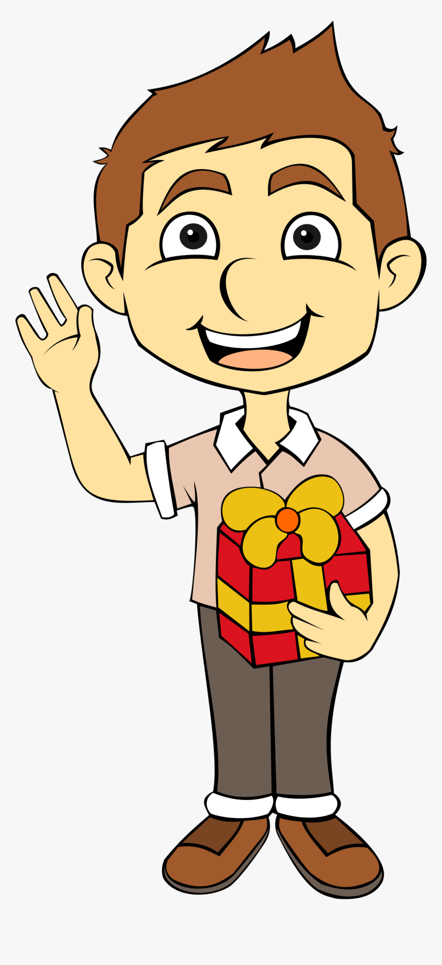 Gift Big Image Png - Boy With Present Clipart