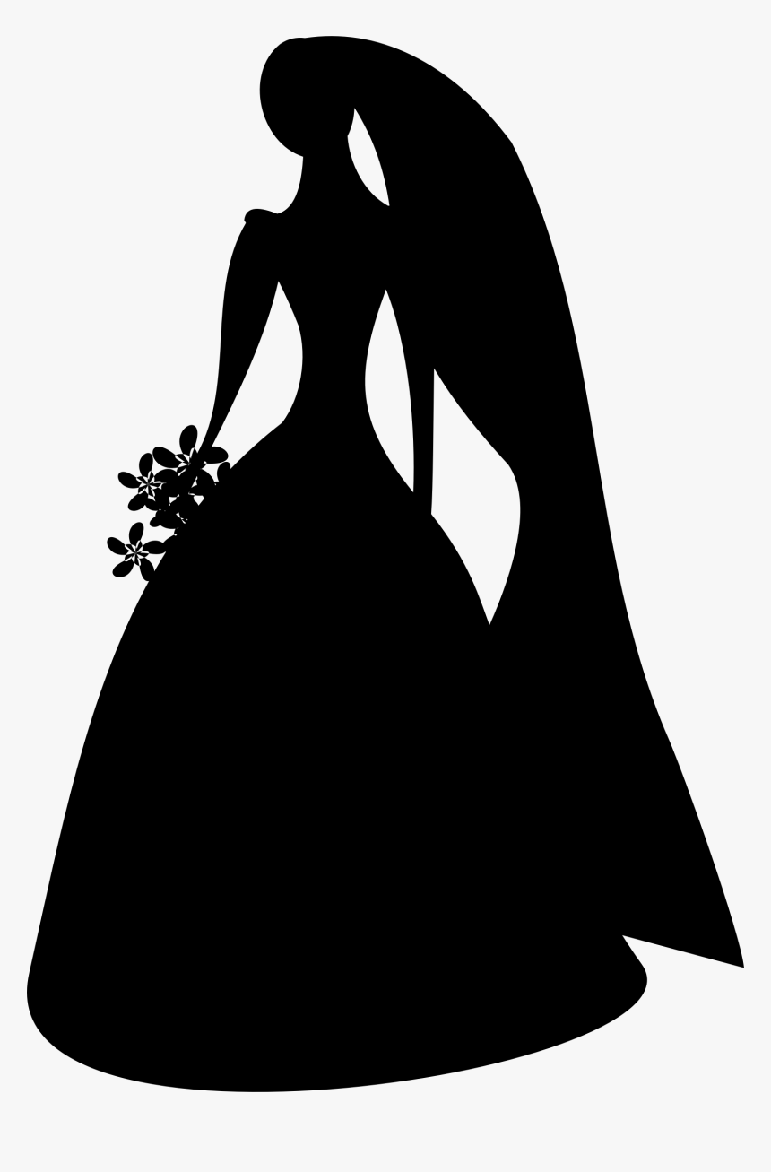 Silhouette Bridesmaid Clip Art - Black And White Bride Png