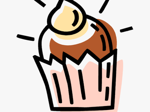 Vector Illustration Of Sweet Dessert Baked Cupcake - Clip Art