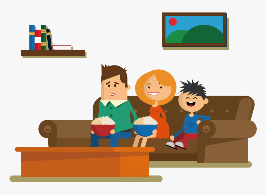 Sitting Drawing Cartoon A - Family Watch Tv Vector