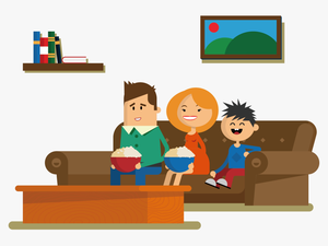 Sitting Drawing Cartoon A - Family Watch Tv Vector