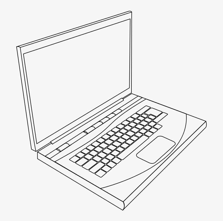 Laptop In Line Art - Line Drawin
