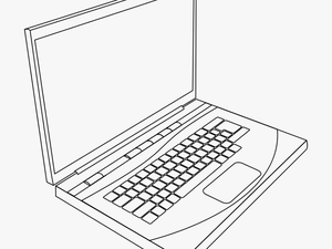 Laptop In Line Art - Line Drawing Of Laptop