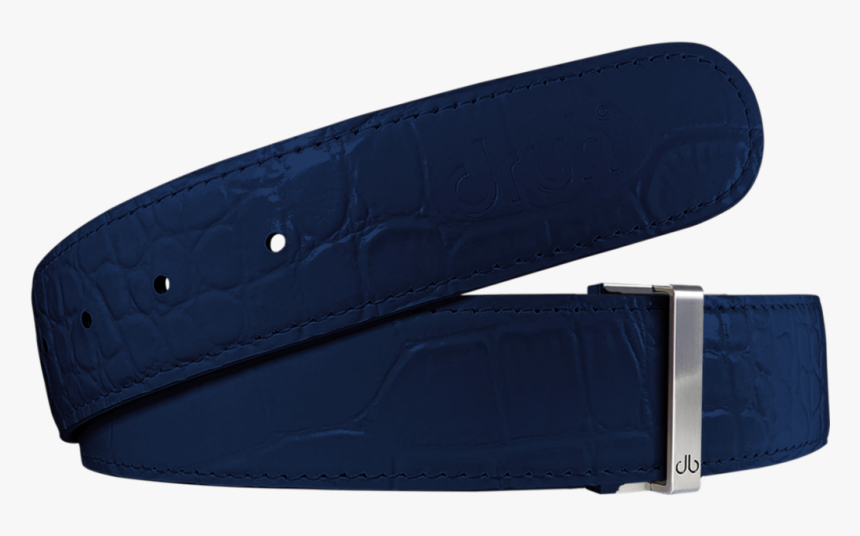 Blue Crocodile Textured Leather Belt - Belt