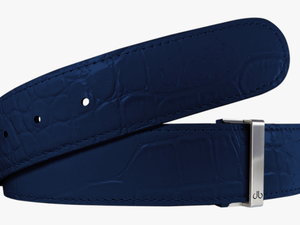 Blue Crocodile Textured Leather Belt - Belt