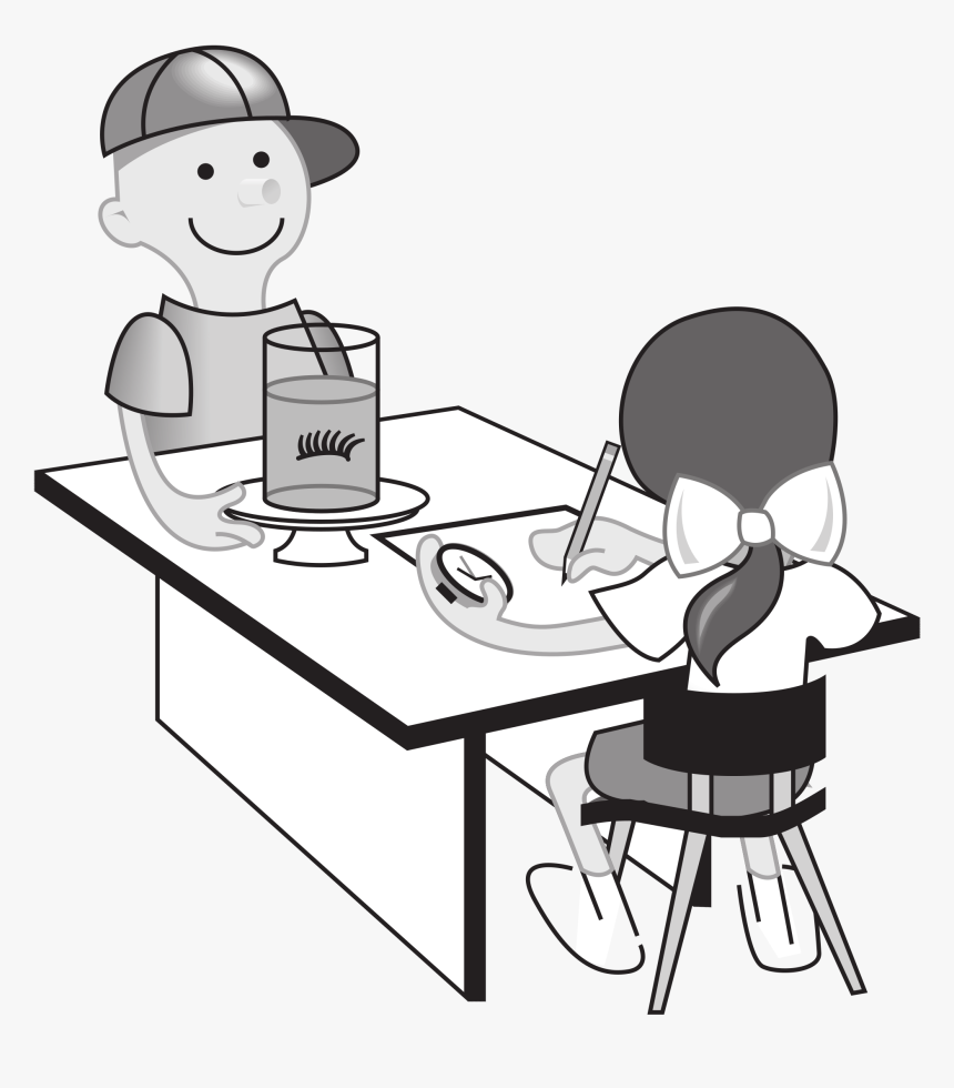 Kids At Table Doing Experiment Clip Arts - Student Classroom Clipart Black And White