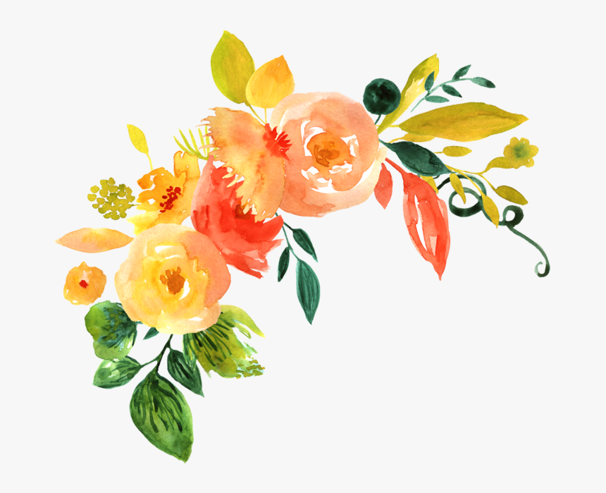 Free Floral Png - Orange Watercolor Flowers Png