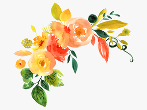 Free Floral Png - Orange Watercolor Flowers Png