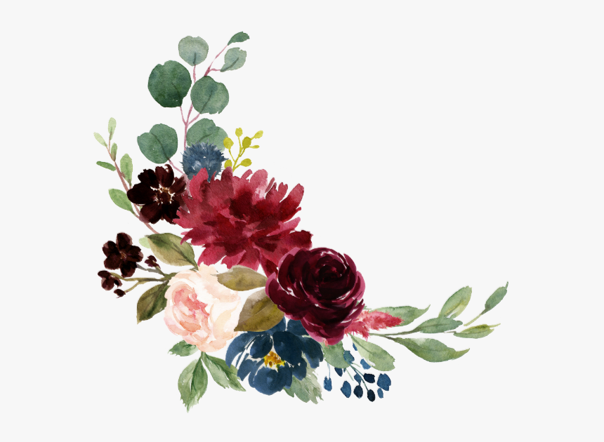 Burgundy And Navy Flowers Png