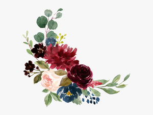 Burgundy And Navy Flowers Png