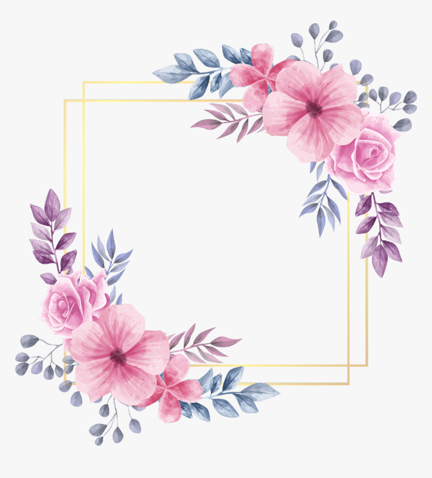 #rose #square #flower #floral #frame #gold #glitter - Vintage Flower Frame Png