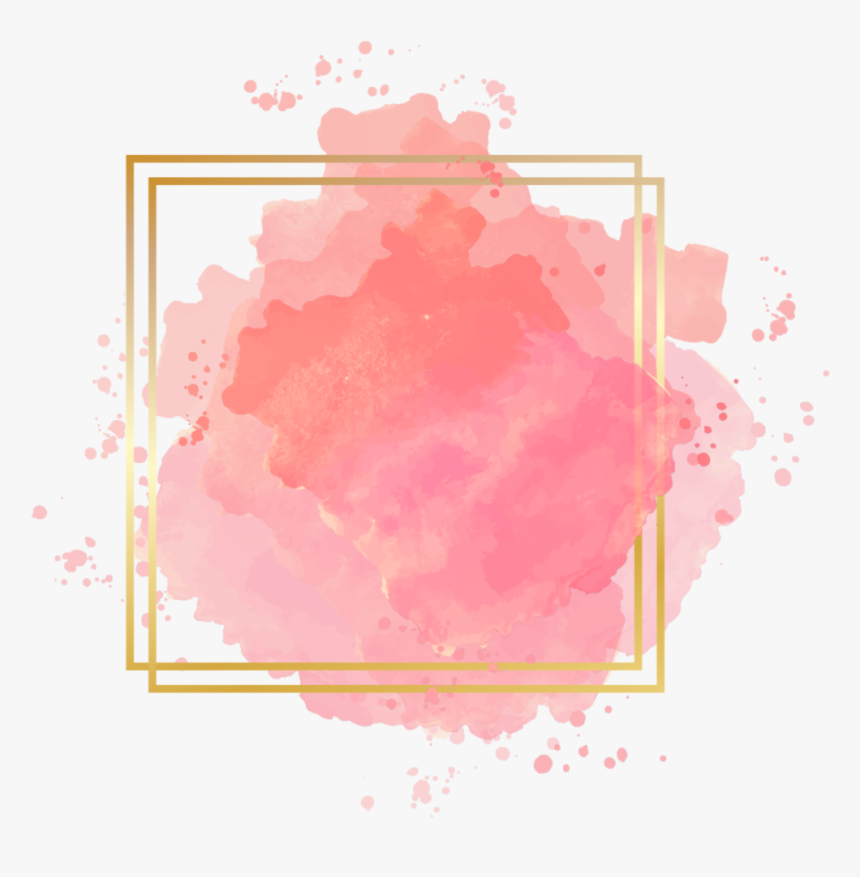 #pink #colorsplash #glitter #square #golden #geometric - Watercolor Background With Gold Border
