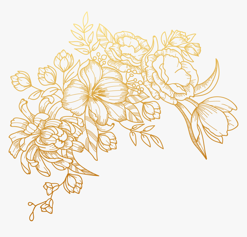 Golden Flower Painted Euclidean Vector Flowers Clipart - Gold Flower Png