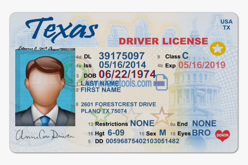Texas Driver License Psd Templat