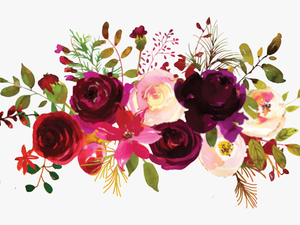 Transparent Fall Flowers Png - Burgundy Watercolor Flowers Free
