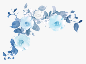#ftestickers #watercolor #flowers #border #corner #blue - Transparent Background Blue Watercolor Flo