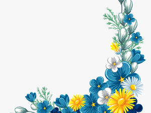 Transparent Floral Border Png - Blue Flower Border Clipart