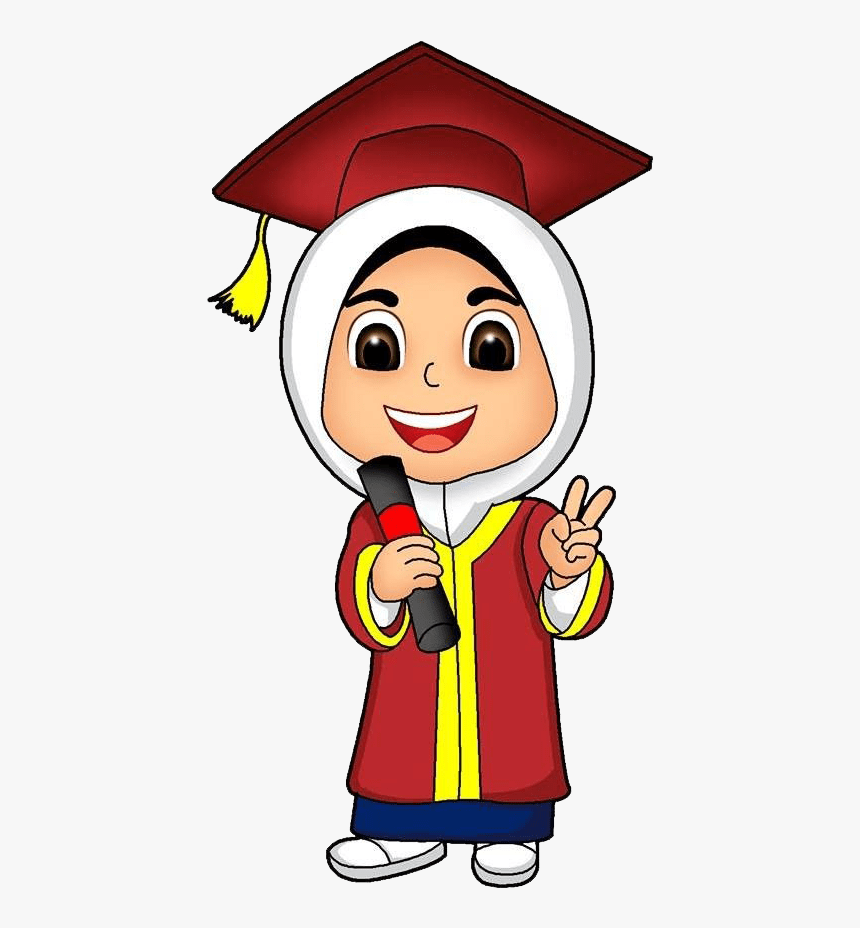 Gambar Toga Wisuda Kartun Anak Muslim Png Download - Muslim Graduation Cartoon