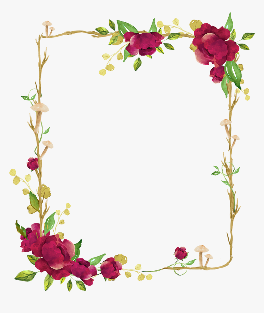 #rose #square #flower #floral #frame #gold #glitter - Transparent Background Floral Frame