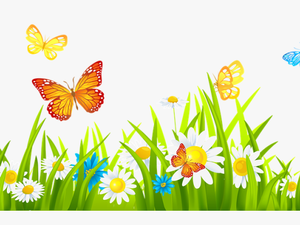 Grass With Flower Background Png - Grass And Flowers Clipart