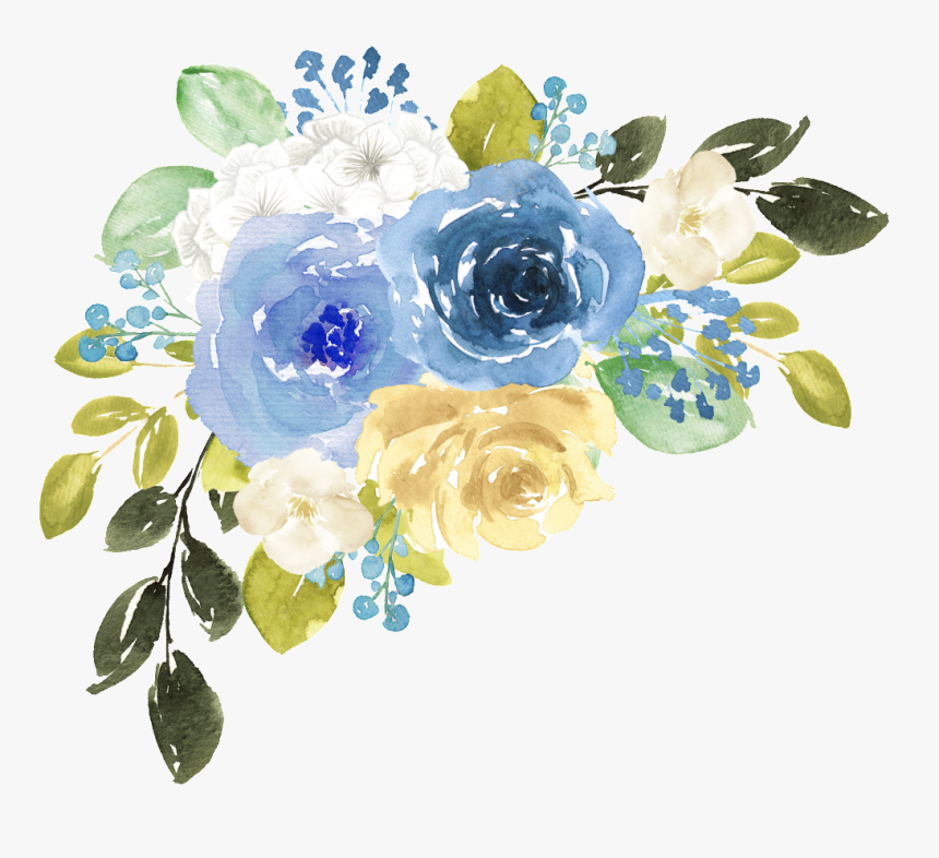 Blue Watercolor Flower Png - Wat