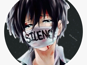 Transparent Shhh Clipart Black And White - Mask Sad Anime Boy