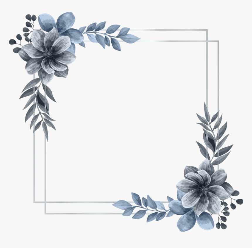 #wreath #square #flower #floral #frame #silver #glitter - Silver Wedding Frame Png