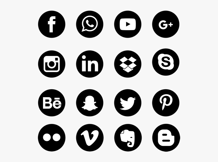 Clip Art Black Social Media Icons Png - Vector Social Media Icons Png