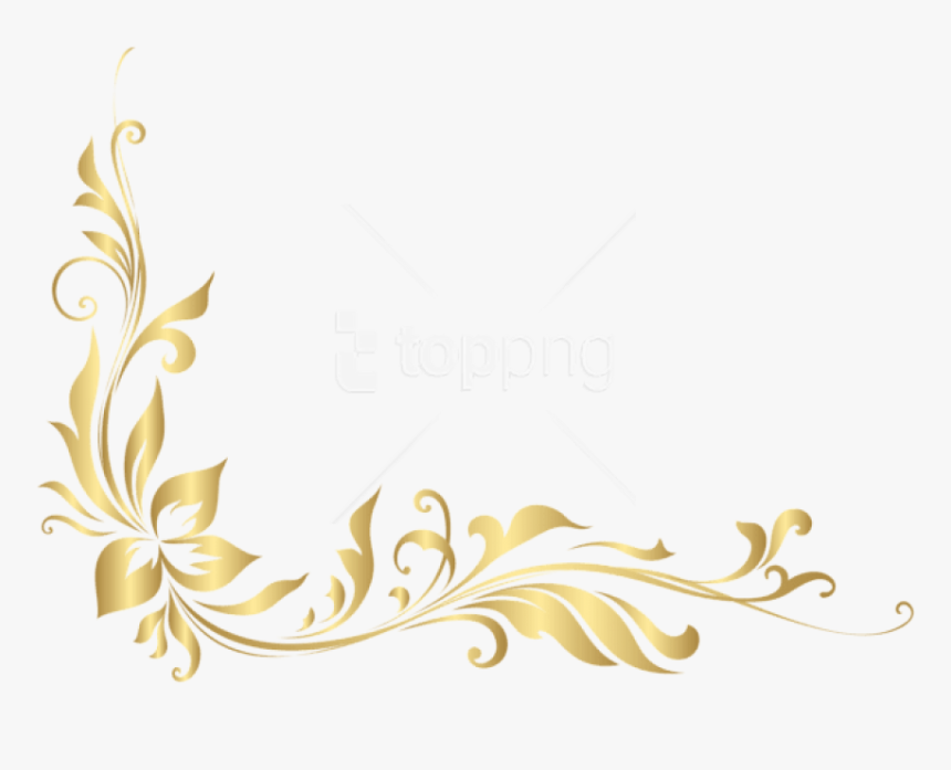 Download Golden Floral Decoration - Gold Floral Border Png