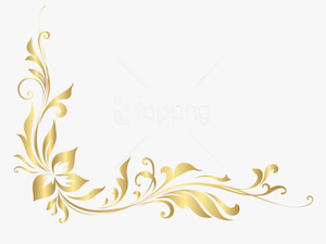 Download Golden Floral Decoration - Gold Floral Border Png