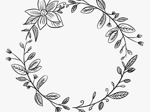 #flower #wreath #round #circle #frame #border #vinesandleaves - Round Flower Border Black And White