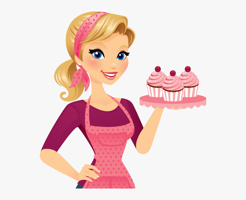 Vector Cupcakes Chef - Female Baker Clipart