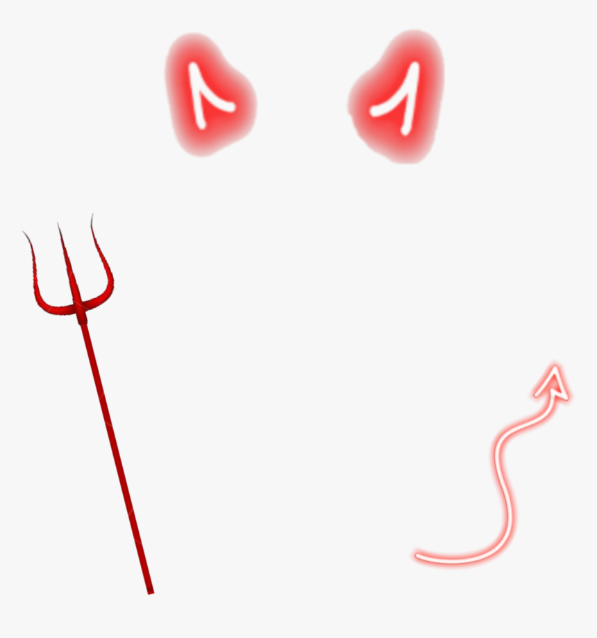 #devil #horns #trident #tail #red #neon - Devil Horns And Tail Png