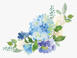#flower #floral #watercolor #blue #hydrangea #bouquet - Watercolor Hydrangea Border