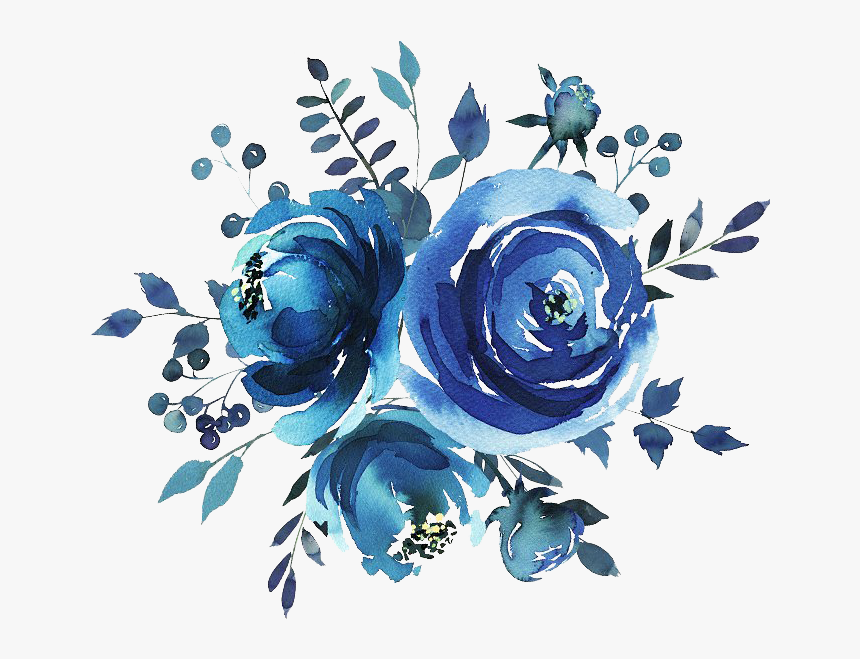 Watercolour Flowers Watercolor Painting Floral Bouquets - Blue Watercolor Floral Design