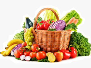 Big Basket Of Fruits And Vegetables