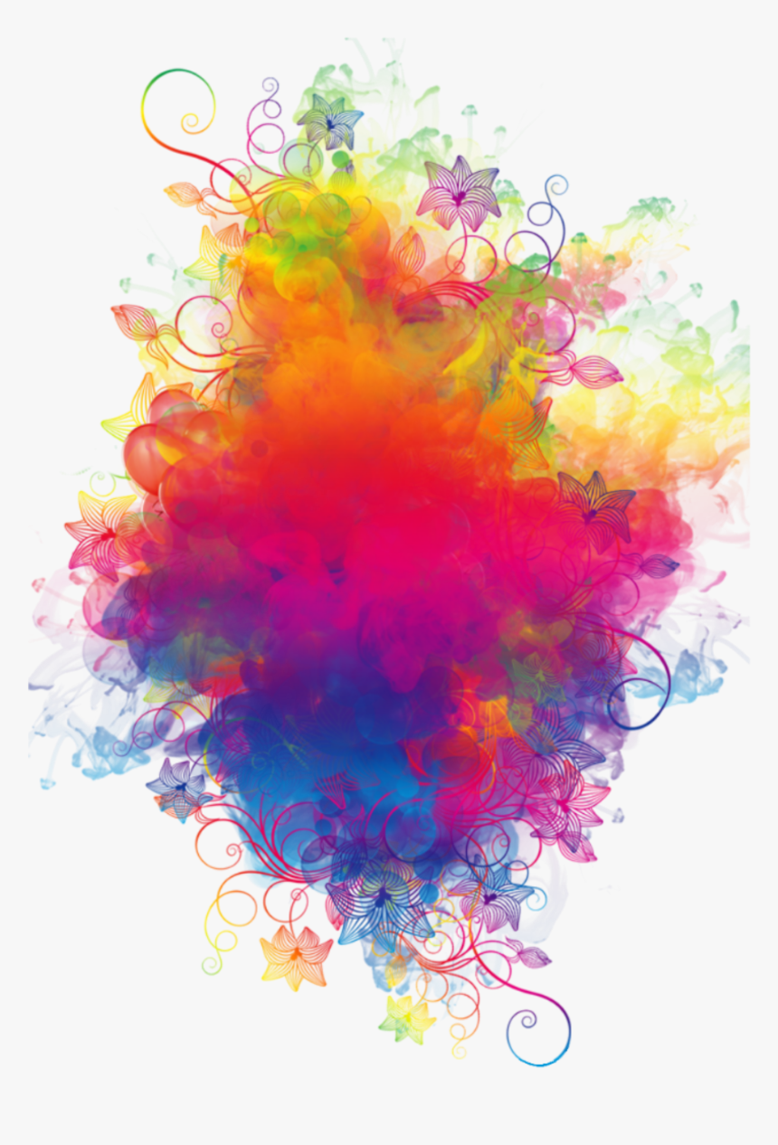 Boom Smoke Colorful Watercolor Rainbow Flowers Colorspl - Colorful Smoke Background Png
