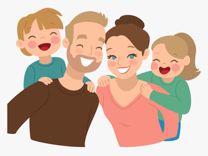 Transparent Parent And Child Clipart - Cartoon Family Vector Png
