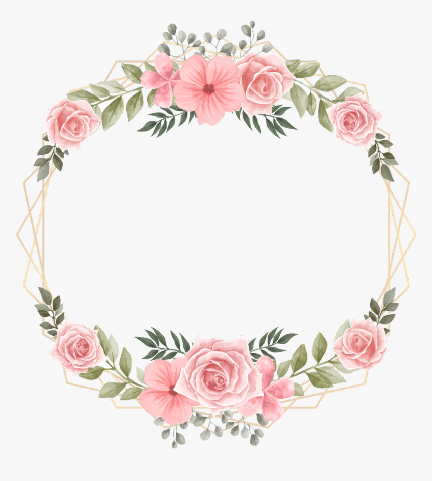 #rose #wreath #flower #square #geometric #glitter #golden - Marco Flores Acuarela Png