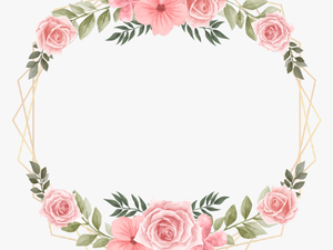 #rose #wreath #flower #square #geometric #glitter #golden - Marco Flores Acuarela Png