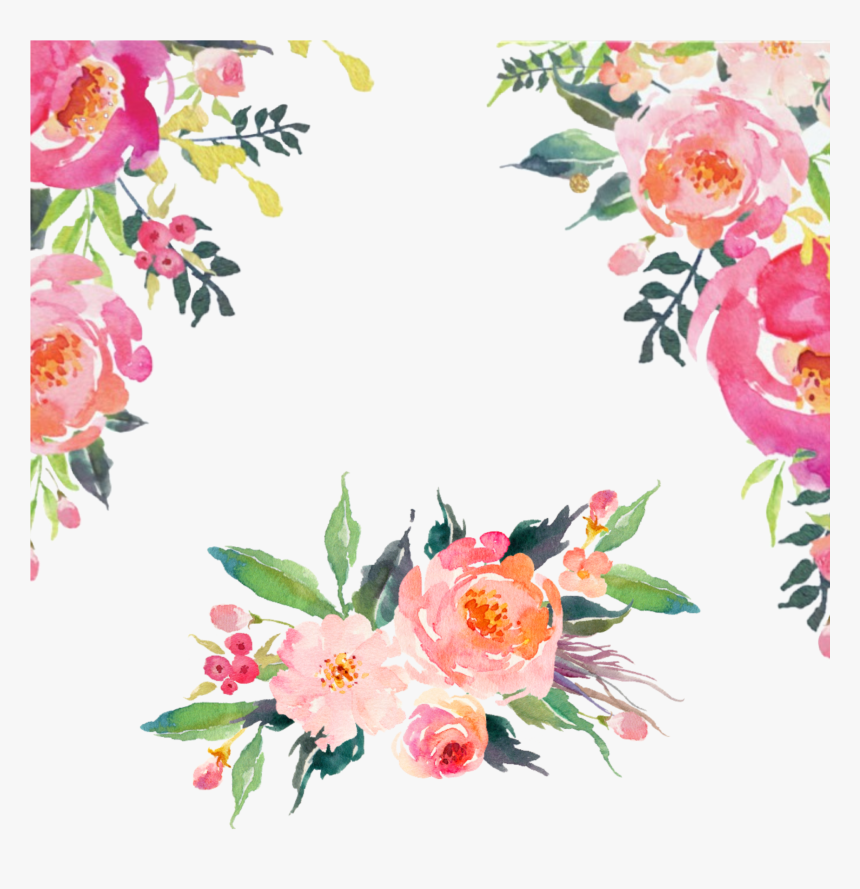 #watercolor #floral #flowers #corner #frame #border - Transparent Background Watercolor Flowers Png